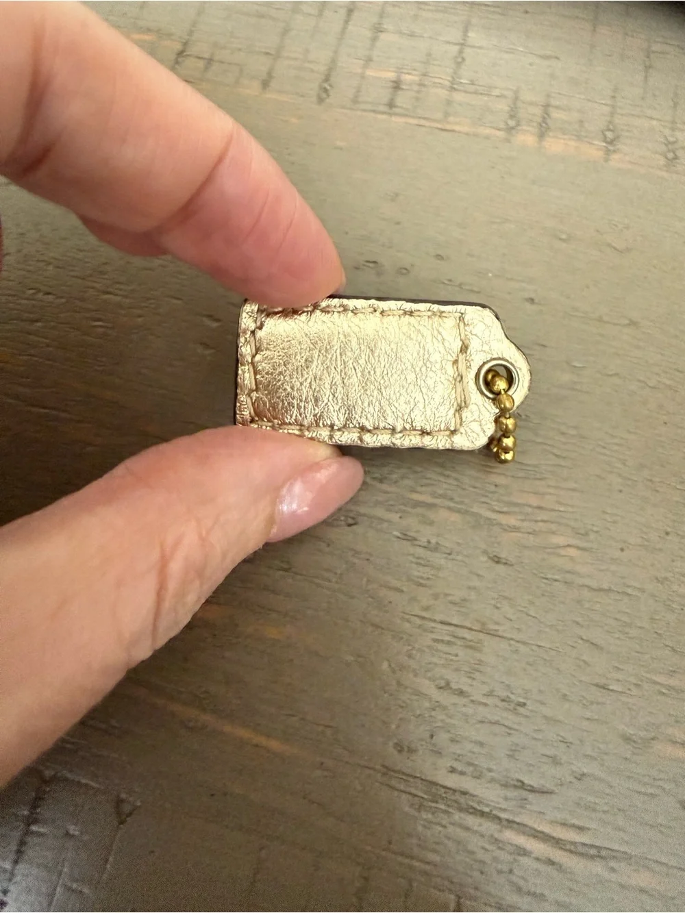 Coach Mini Metallic Gold Leather Hangtag